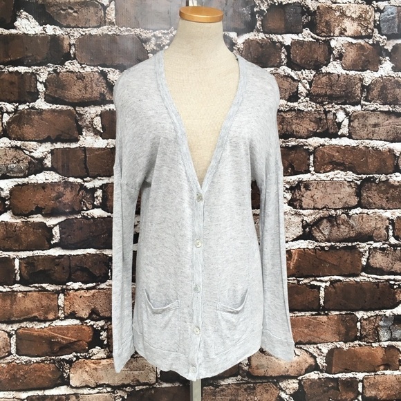Revolve LA Made Sweater Cardigan Gray Pockets Button Small - Picture 2 of 13
